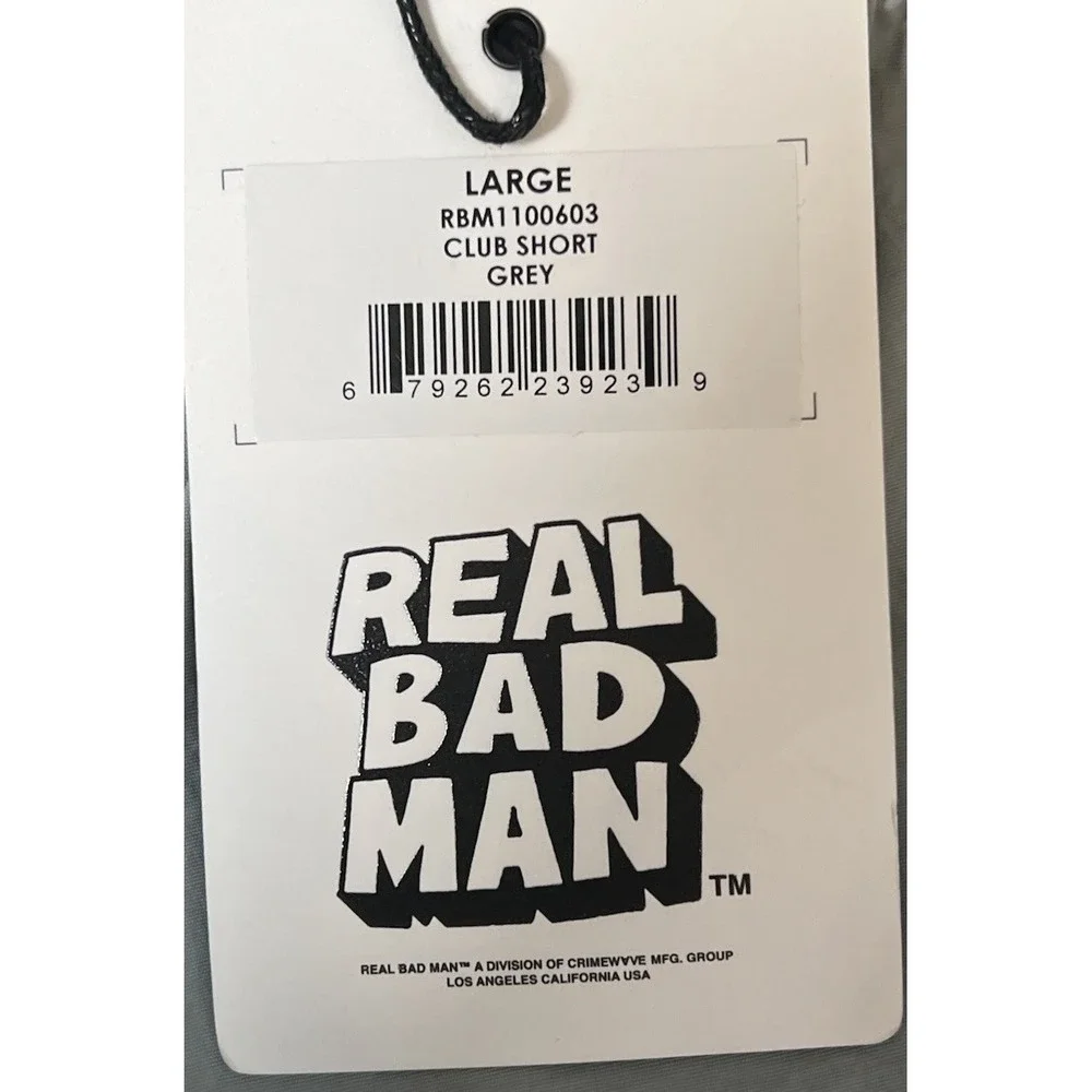 Real Bad Man, Club Shorts Gray Men's Large, Swim Trunks, Mesh Lined, Pockets‎ LA